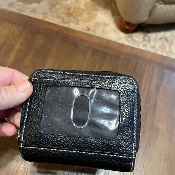 Wallet Buxton Black Trifold Snap Zippered Pocket ID Money Leather - Picture 3 of 6